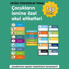 Etiketim Sevimli Dinozorlar Temalı Isme Özel Okul Etiketi
