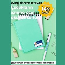 Etiketim Sevimli Dinozorlar Temalı Isme Özel Okul Etiketi