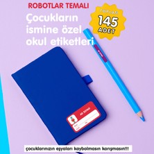 Etiketim Sevimli Robotlar Temalı Isme Özel Okul Etiketi