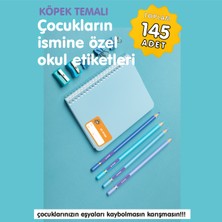 Etiketim Sevimli Köpekler Temalı Isme Özel Okul Etiketi