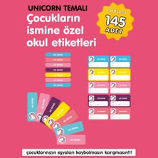 Etiketim Unicorn Temalı Isme Özel Okul Etiketi