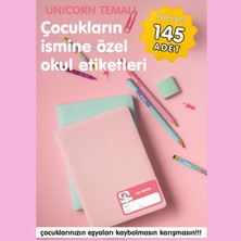 Etiketim Sevimli Unicorn Temalı İsme Özel Okul Etiketi