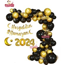 Store Hoşgeldin Ramazan Yazılı Ay Yıldız Folyolu Gold Siyah Ramazan Seti