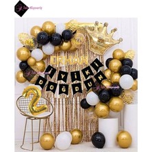 Store 5 Harfli Isim ve 2 Yaş, Kral Taçlı Balon Zinciri Doğum Günü Seti Iyi Ki Doğdun Doğum Günü Lüks Set