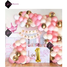 Store Kızlar Için Pembe Kraliçe Taçlı Lüks 1 Yaş Doğum Günü Parti Süsü Iyiki Doğdun