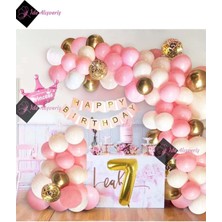 Store Kızlar Için Pembe Kraliçe Taçlı Lüks 7 Yaş Doğum Günü Parti Süsü Iyiki Doğdun