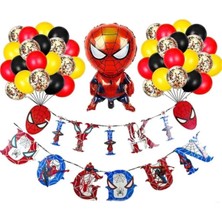 Store Spiderman Lüks Uzar Yazılı Doğum Günü Süsü Doğum Günü Parti Balon Seti