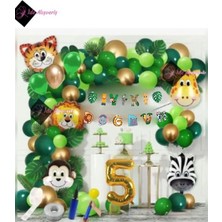 Store 5 Yaş Iyi Ki Doğdun Uzar Yazı Safari Temalı Folyo Lüks Zincir Balon Seti