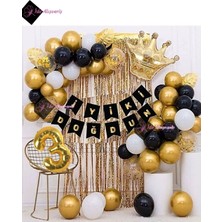 Store 3 Yaş Kral Taçlı Balon Zinciri Doğum Günü Seti Iyi Ki Doğdun Doğum Günü