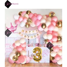 Store Kızlar Için Pembe Kraliçe Taçlı Lüks 3 Yaş Doğum Günü Parti Süsü Iyiki Doğdun