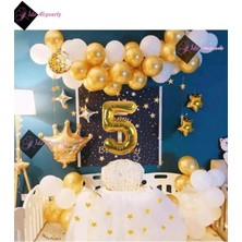 Store Kral Taçlı -5 Yaş Gold Zincir Balon Doğum Günü Seti