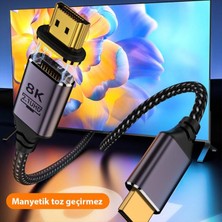 Polham Manyetik Mıknatıslı 1 Metre 8k 60Hz Hdmi To Hdmi Görüntü Aktarım Kablosu, 48GBPS 2.1uhd Hdmi