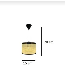 Burenze Modern Rattan Boheme Tasarım Salon Mutfak Oturma Odası Avize  Hazeran Tekli Avize Hasır 15 Cm