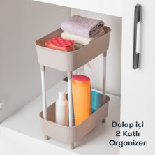 Porsima 1130 Iki Katlı Raf - Çok Amaçlı Mutfak Banyo Düzenleyici Evye Altı Organizer