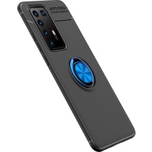 Newface Huawei P40 Pro Kılıf Range Yüzüklü Silikon - Siyah-Mavi 13