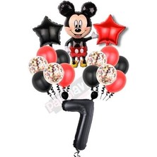 Parti Avm Siyah Rakam Balonlu Mickey Mouse Balon Seti Mini Fare Temalı