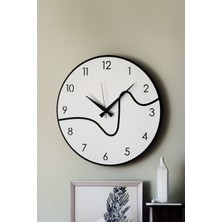 Lupokraft Dekoratif Yeni Modern Caph Beyaz - Siyah  Ahşap Duvar Saati 48 cm