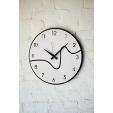Lupokraft Dekoratif Yeni Modern Caph Beyaz - Siyah  Ahşap Duvar Saati 48 cm