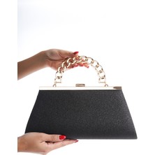 Moda Değirmeni Siyah Simli Kadın Simli Abiye Çanta BG1197-310-0002