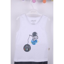 Pino Baby Astronot Baskılı Şortlu Erkek Bebek Takım 3429