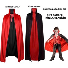 KENPAZAR Mena Rise Çift Taraflı Kullanılabilir Siyah Kırmızı Yakalı Pelerin 90 Cm Çocuk