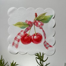 Decofav Fiyonklu Kiraz Desenli Kokteyl Peçetesi Kumaş