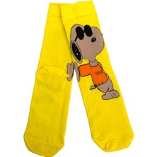Al Bi 90Lık Snoopy Çizgi Film Karakter Desenli Pamuklu Soket Çorap
