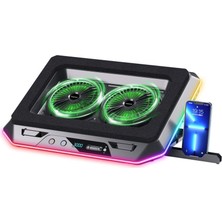 Classone Gaming GT200 Laptop Soğutucu Notebook Stand,10 Rgb Işık Kontrolü , 15.6 -17 Inch , Hız Kontrolü , 2 Büyük Fan ,telefon Standı, 2 USB