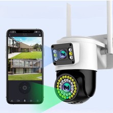 Qasul Çift Lens Wifi Kamera Ptz Aı Insan Algılama Monitörü Açık Renk Gece Görüşü  Gözetim Kameraları 4mp