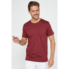 Tudors Unisex 5'li Paket Siyah-Beyaz-Haki-Bordo-Vizon Slim Fit Dar Kesim %100 Pamuk Bisiklet Yaka T-Shirt