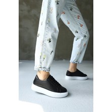 Nilufarr Julia Siyah Hakiki Deri Kadın Sneaker