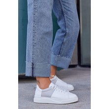 Nilufarr Arens Beyaz Gri Deri Kadın Sneaker