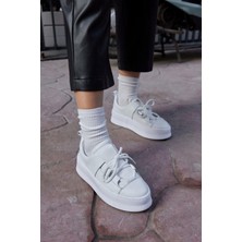 Nilufarr Diya Beyaz Hakiki Deri Kadın Sneaker