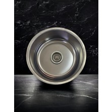 Ekosan Paslanmaz Çelik Büyük Kafa Yuvarlak Mutfak Eviyesi 42 cm Çap, Mutfak Lavabosu Evye (Sifon Dahil)