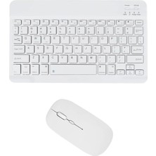 TezMax Hometech Alfa 10MA 10.1" Uyumlu Kablosuz Bluetooth Şarj Edilebilir Klavye Mouse Seti - Beyaz