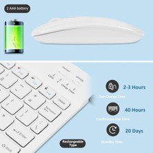 TezMax Hometech Alfa 10MA 10.1" Uyumlu Kablosuz Bluetooth Şarj Edilebilir Klavye Mouse Seti - Beyaz