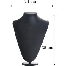 Özer Kutu Kolye & Gerdanlık Sergileme Mankeni Siyah Deri 35 cm 3.boy