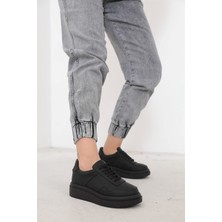 Nilufarr Jora Siyah Deri Kadın Sneaker