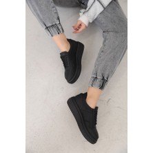 Nilufarr Jora Siyah Deri Kadın Sneaker