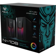 Aula N-108 1+1 USB / Aux Stereo 2.0 Rgb Masaüstü Gaming Oyuncu Hoparlör Speaker Ses Sistemi