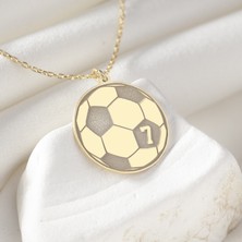 One Silver Gold 925 Ayar Gümüş Futbol Topu ve Sayı Detaylı  Kolye