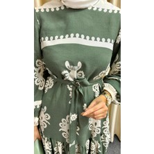 Öyküm Moda Büzgülü Su Desenli Elbise