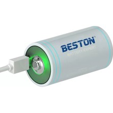 Beston Coverzone Beston 1 Adet USB Kablo Veya Şarj Cihazı ile Şarj Edilebilir Lityum D Tipi Pil 1.5V 6000MWH Yüksek Kapasite USB C Rechargeable Lithium Batarya (D - Dlc-40)