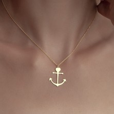 One Silver Gold 925 Ayar Gümüş Gemi Çapası  Kolye