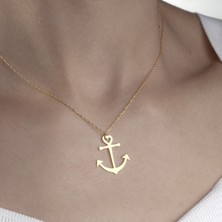 One Silver Gold 925 Ayar Gümüş Gemi Çapası  Kolye