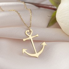 One Silver Gold 925 Ayar Gümüş Gemi Çapası  Kolye