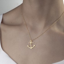 One Silver Gold 925 Ayar Gümüş Gemi Çapası  Kolye