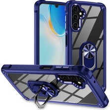 Seashell Digital Samsung Galaxy A55 5g Kılıf Alaşım Lens Çerçevesi Pc+Tpu Telefon Kapağı-Mavi Kickstand Kılıf (Yurt Dışından)