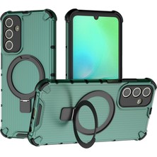 Seashell Digital Samsung Galaxy A15 4G/A15 5g Kılıf Manyetik Kickstand Şerit Tasarım Pc+Tpu Telefon Kapağı-Yeşil (Yurt Dışından)