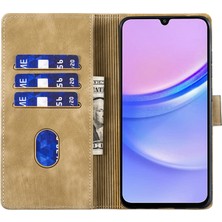 Seashell Digital Samsung Galaxy A15 4g/5g Kılıf Pu Deri Tpu Iç Telefon Kapağı Kedi Aşk Kalp Desenli-Açık Kahve (Yurt Dışından)